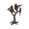 Bronze Chimpanzee Family in Tree Sculpture