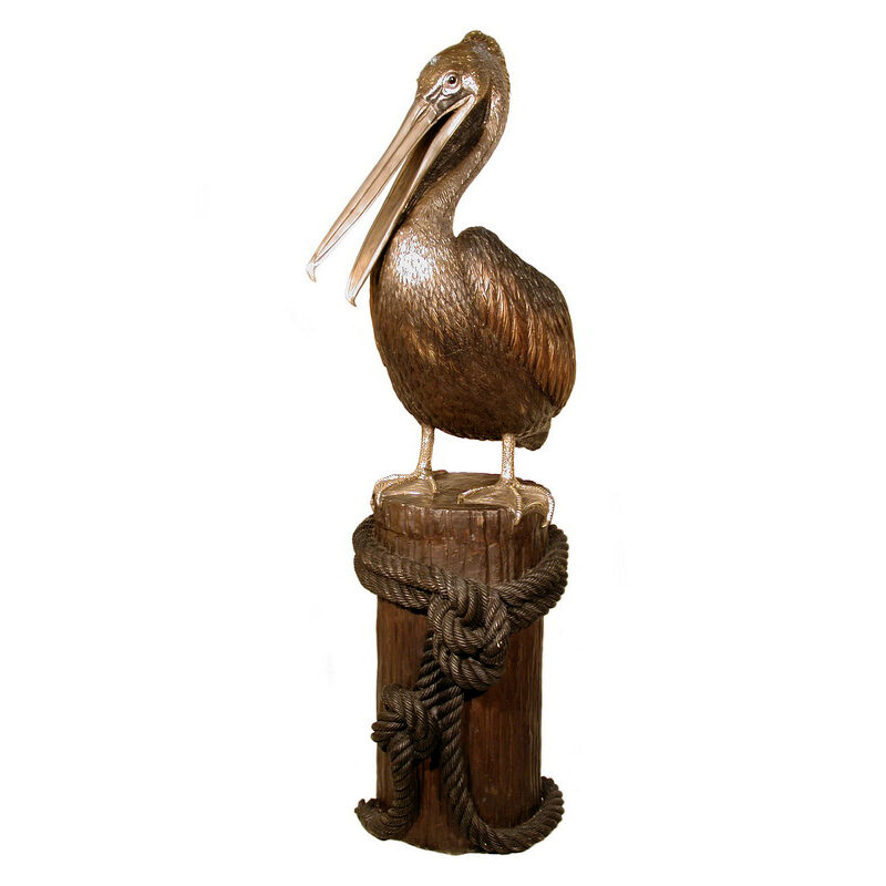 SRB081010 Bronze Pelican on Post Sculpture Metropolitan Galleries Inc.