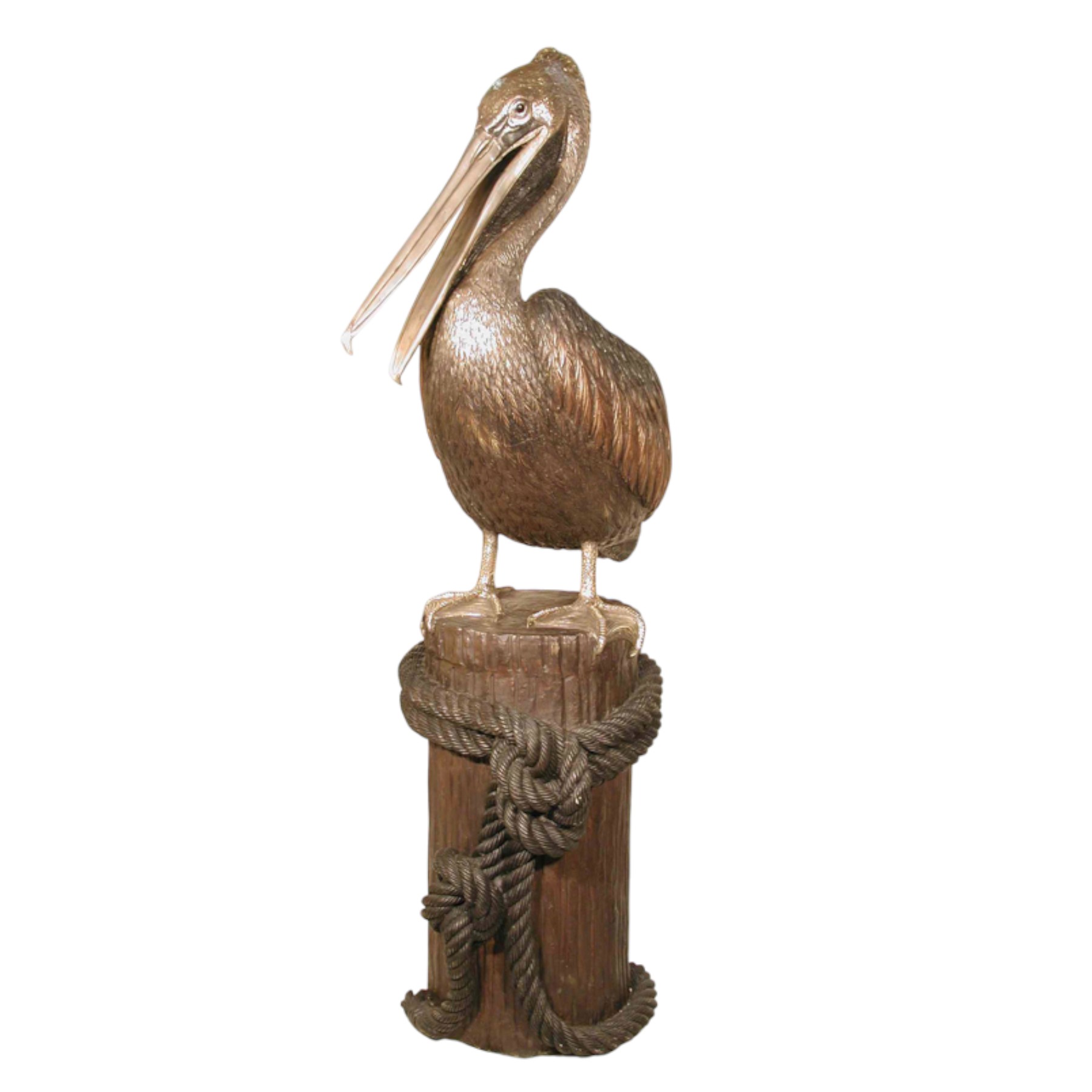 SRB081010 Bronze Pelican on Post Sculpture by Metropolitan Galleries Inc.