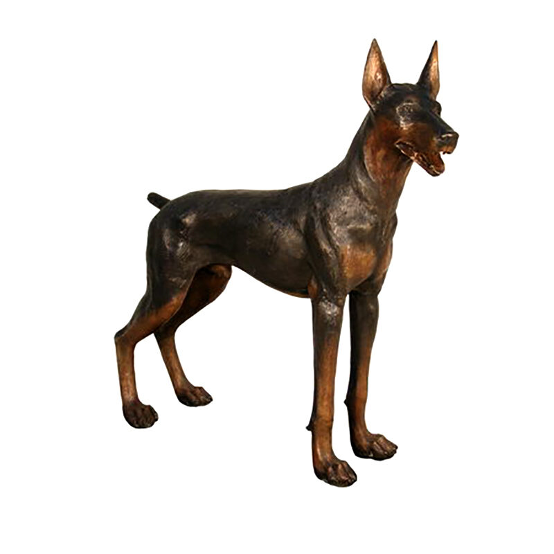 SRB50322 Bronze Standing Doberman Dog Sculpture Metropolitan Galleries Inc