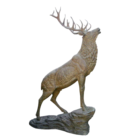 SRB702784-VR Bronze Stag on Rock Sculpture Metropolitan Galleries Inc