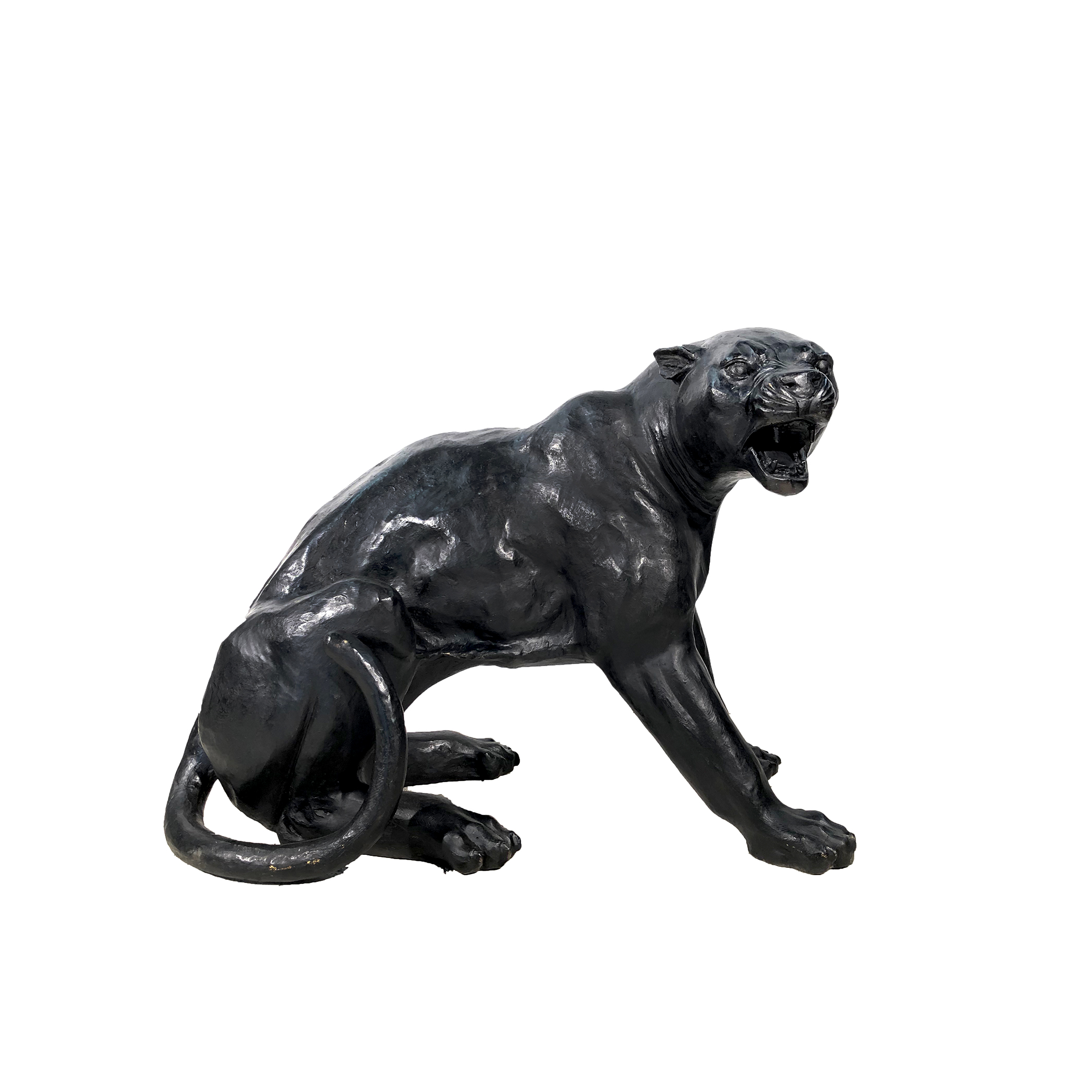 SRB702860-B Bronze Fighting Black Panther Sculpture by Metropolitan Galleries Inc Head Facing Right