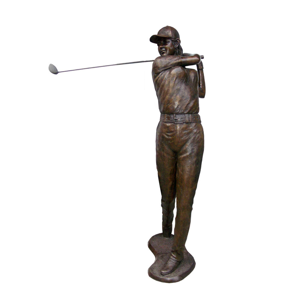 Bronze Golfer holding Club Up Sculpture Metropolitan Galleries Inc.