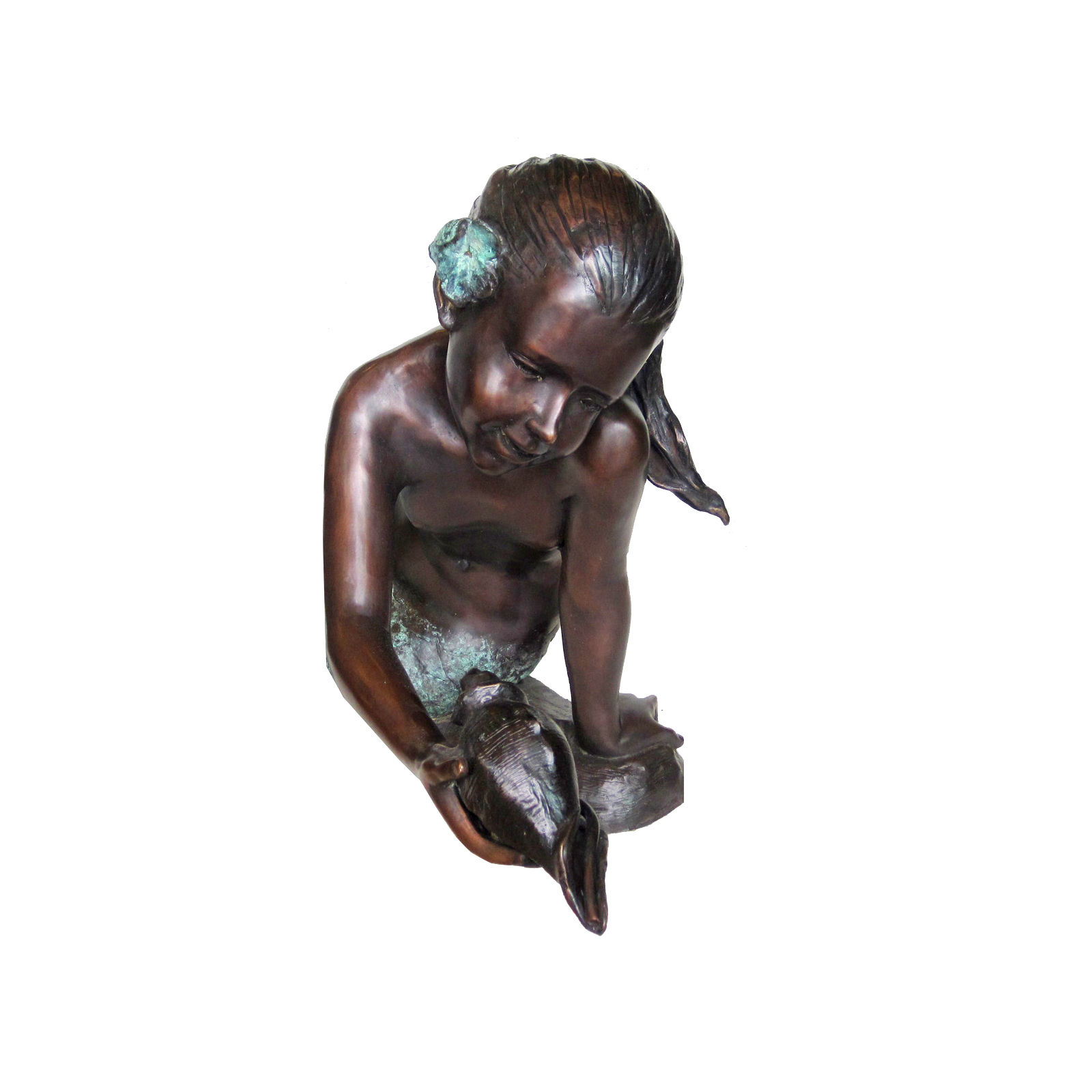 SRB706908 Bronze Girl holding Shell Sculpture Metropolitan Galleries Inc.