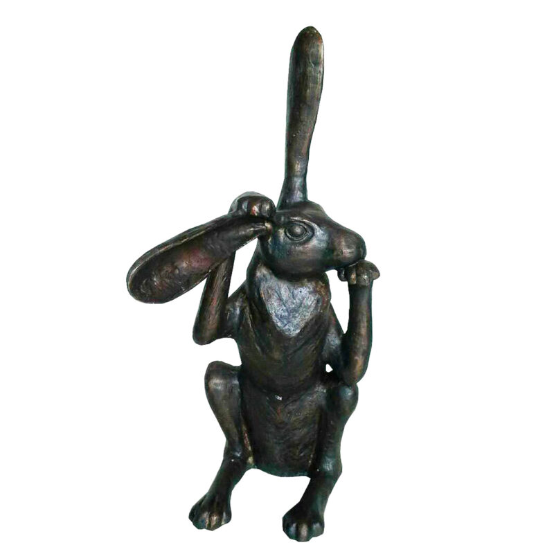 SRB707232 Bronze Pondering Bunny Rabbit Sculpture Metropolitan Galleries Inc.