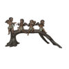 Bronze Cherub Musicians on Log Sculpture