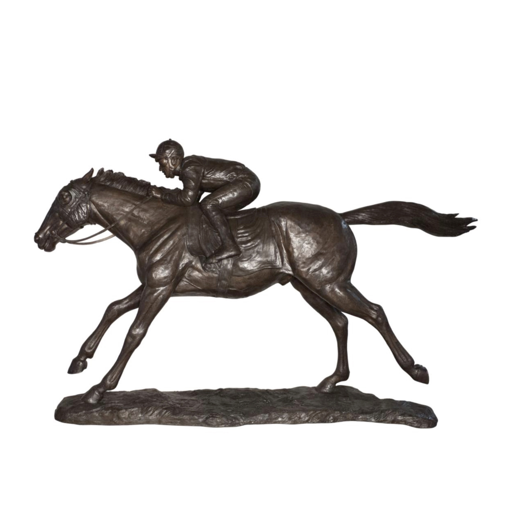 SRB047198 Bronze Jockey riding Horse Sculpture Metropolitan Galleries Inc.