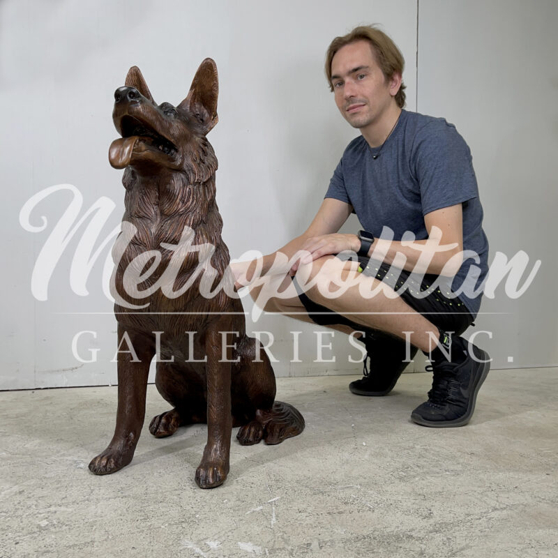 SRB056814 Bronze Sitting German Shepherd Dog Sculpture by Metropolitan Galleries Inc SCALE WM