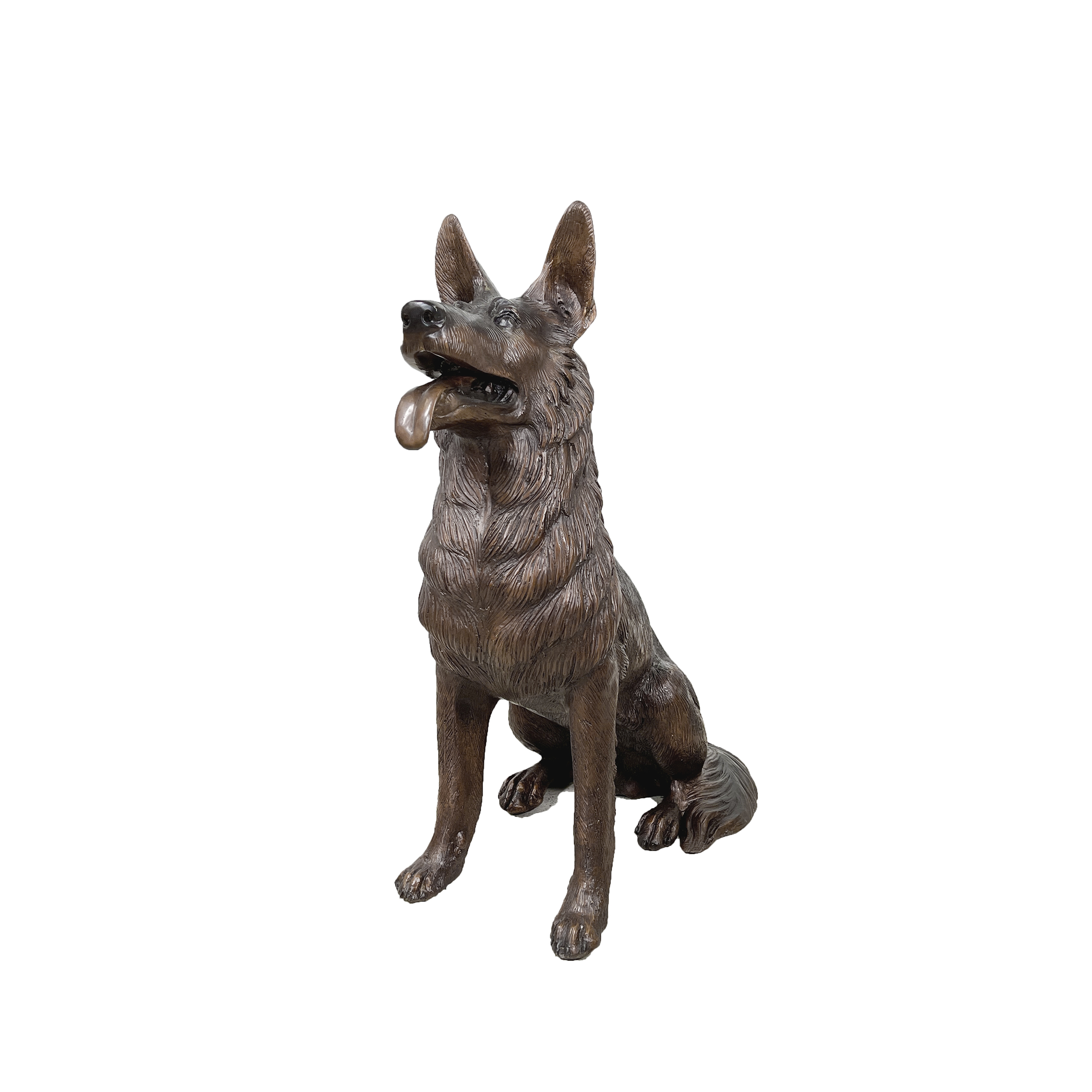 SRB056814 Bronze Sitting German Shepherd Dog Sculpture by Metropolitan Galleries Inc