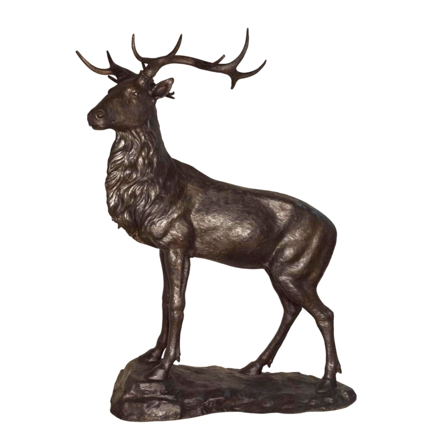 SRB058772 Bronze Deer on Rock Sculpture Metropolitan Galleries Inc.