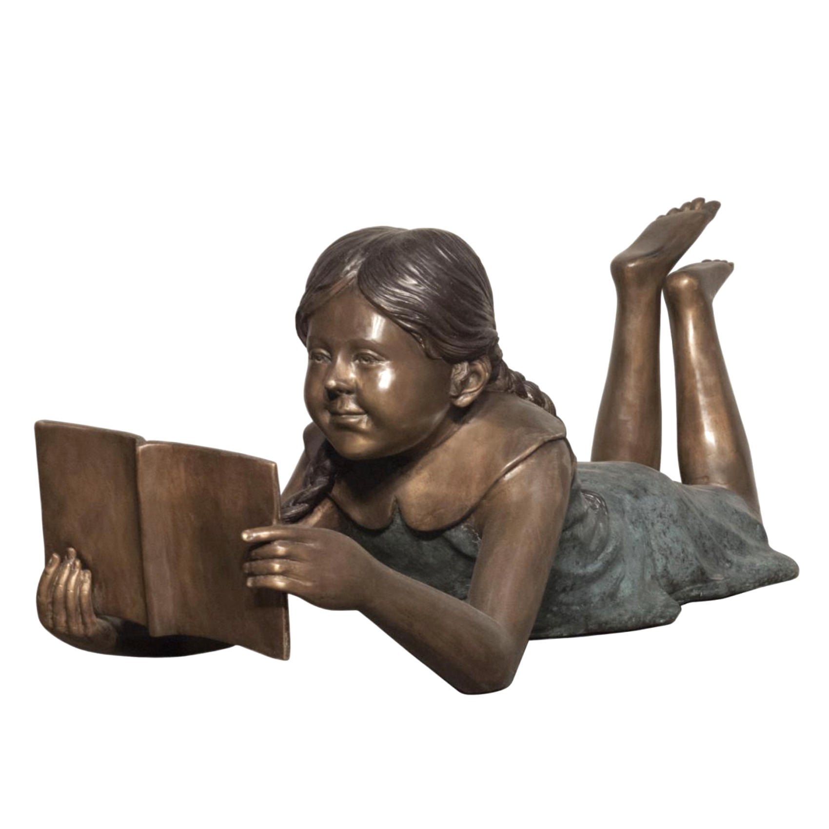 SRB088168 Bronze Girl Reading Book Sculpture Metropolitan Galleries Inc.