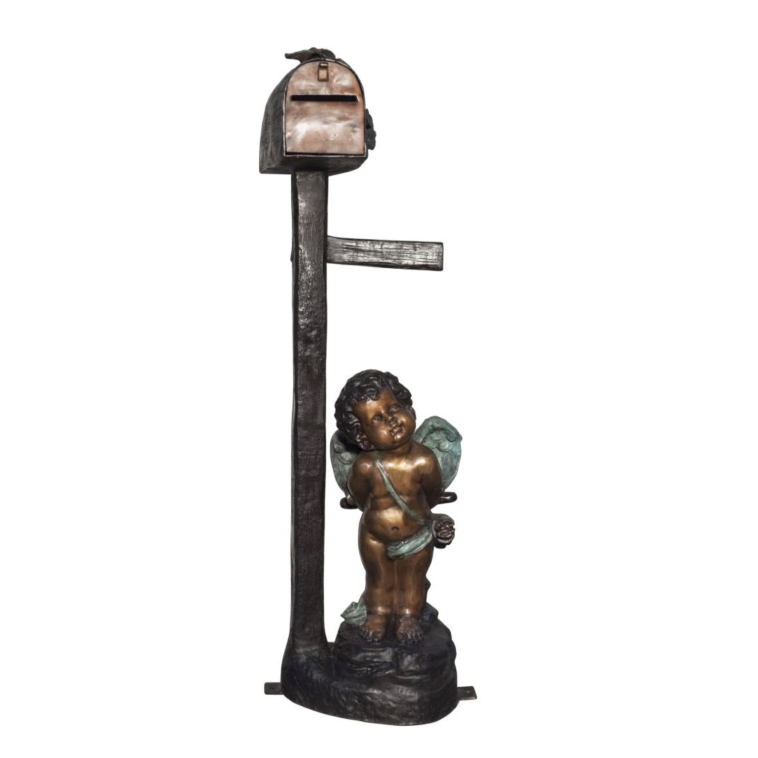 SRB094590 Bronze Cupid Mailbox Sculpture Metropolitan Galleries Inc.