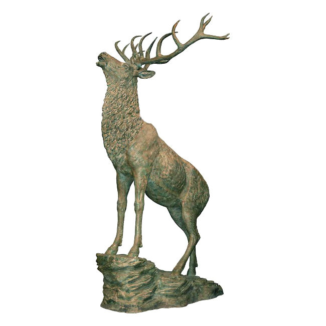 SRB702784 Bronze Large Elk on Rock Sculpture by Metropolitan Galleries Inc