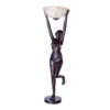 Bronze Art Deco Nude Lady Standing Torchiere
