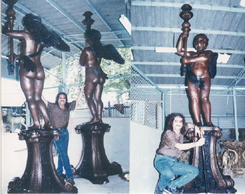 SRB30197 Bronze Massive Cupid Torcheres by Steven Bennett Metropolitan Galleries Inc.
