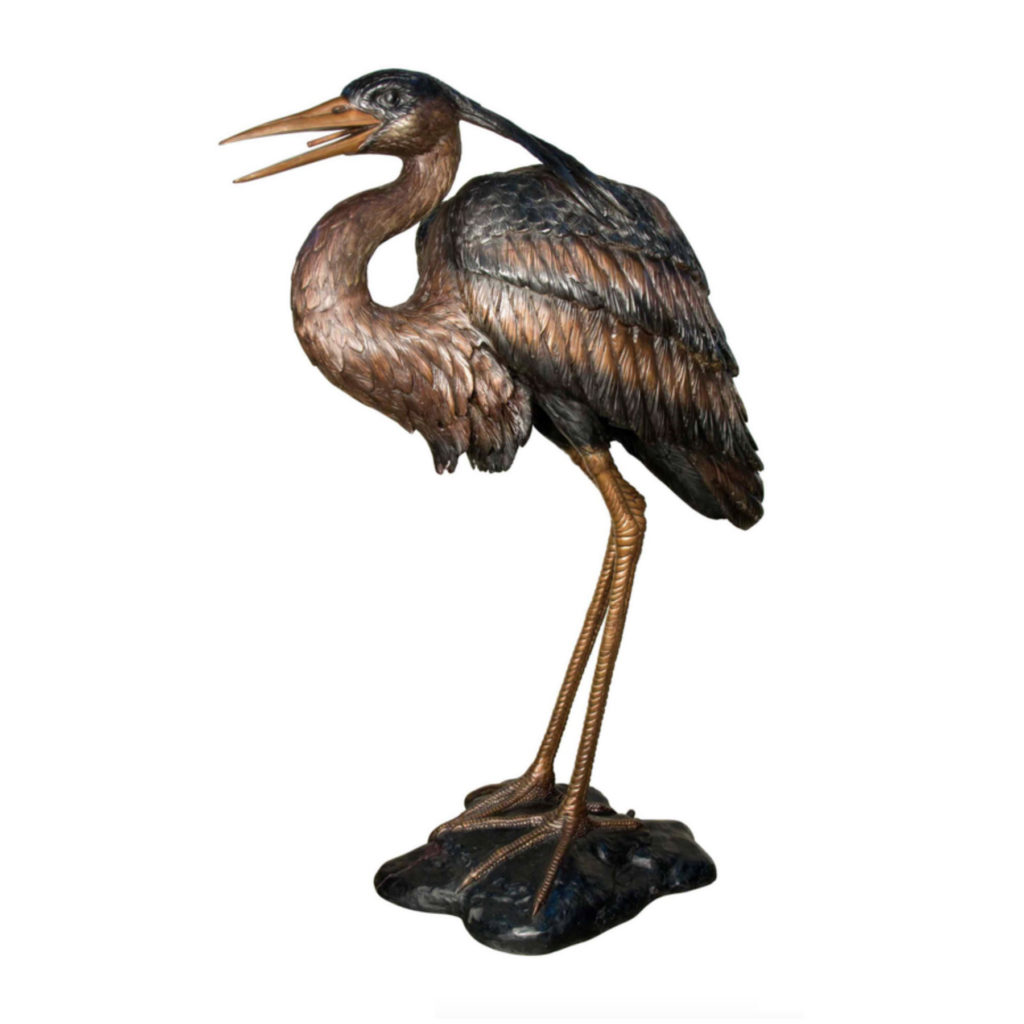 Bronze Heron Fountain Sculpture Metropolitan Galleries Inc.