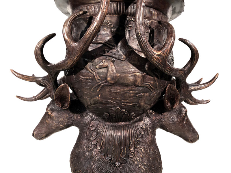 SRB10105 Bronze Deer Antler Urn 2 Metropolitan Galleries Inc.