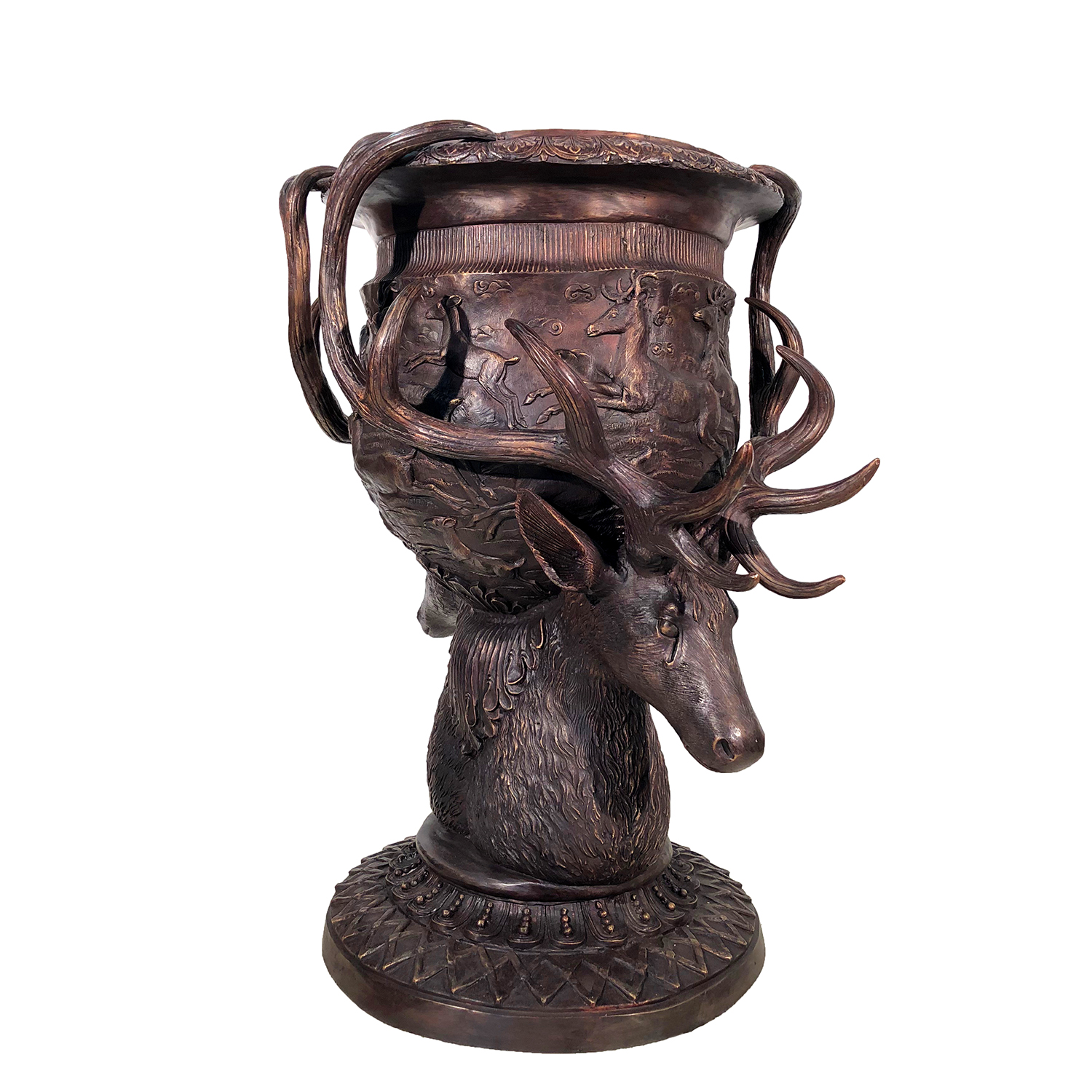 SRB10105 Bronze Deer Antler Urn 3 Metropolitan Galleries Inc.