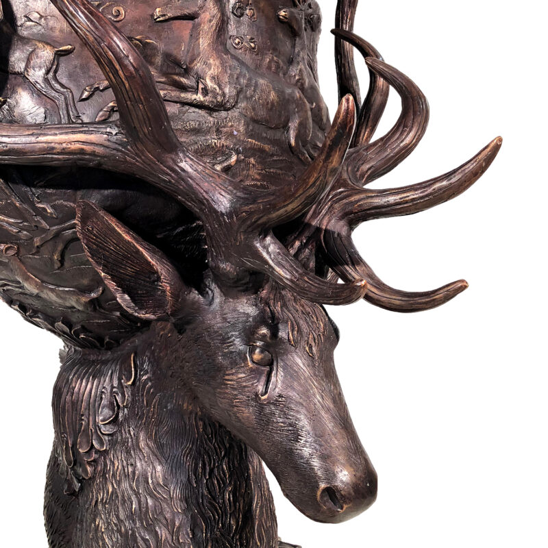 SRB10105 Bronze Deer Antler Urn 4 Metropolitan Galleries Inc.