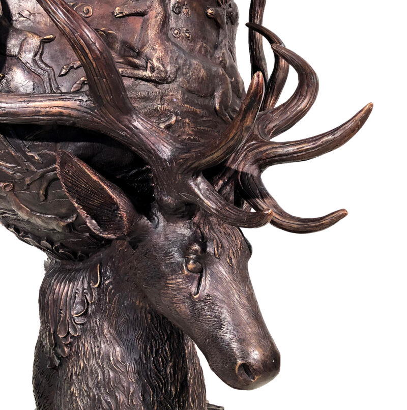 SRB10105 Bronze Deer Antler Urn 4 Metropolitan Galleries Inc.