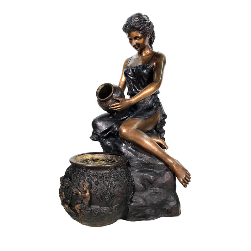 SRB25115 Bronze Lady with Jar Fountain Sculpture Metropolitan Galleries Inc.