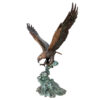 Bronze Eagle on Wave Sculpture