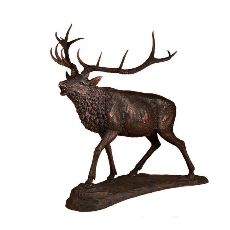 SRB705400 Bronze Large Walking Elk Sculpture by Metropolitan Galleries Inc Brown Patina