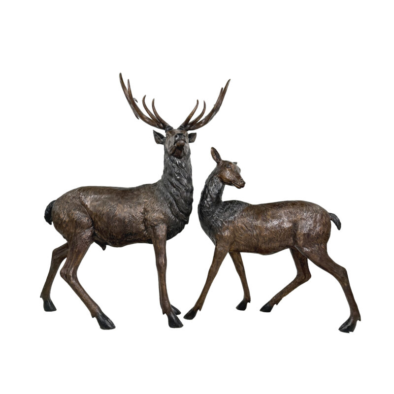 SRB706311 Bronze Elk & Doe Sculpture Set by Metropolitan Galleries Inc