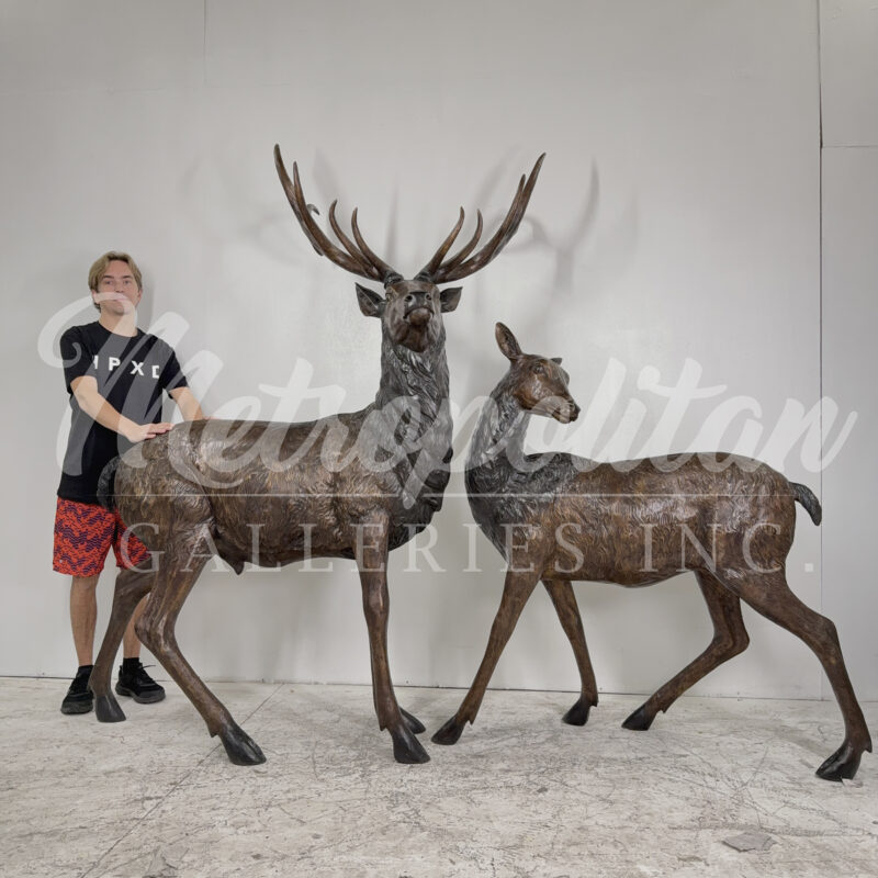 SRB706311 Bronze Elk & Doe Sculpture Set by Metropolitan Galleries Inc SCALE WM