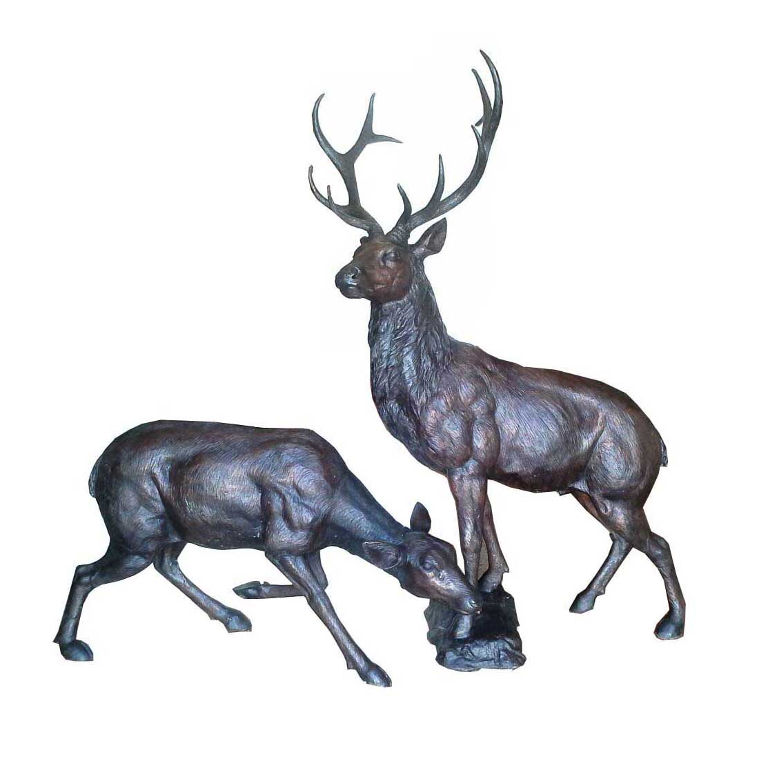 SRB707193 Bronze Elk & Grazing Calve Sculpture Set Metropolitan Galleries Inc.