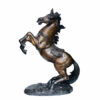Bronze Rearing Horse with Saddle Sculpture