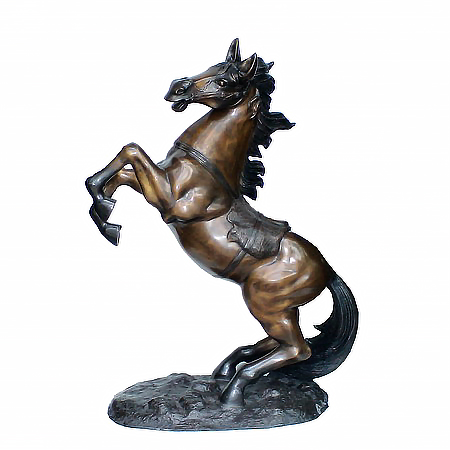 SRB704925 Bronze Rearing Horse with Saddle Sculpture Metropolitan Galleries Inc