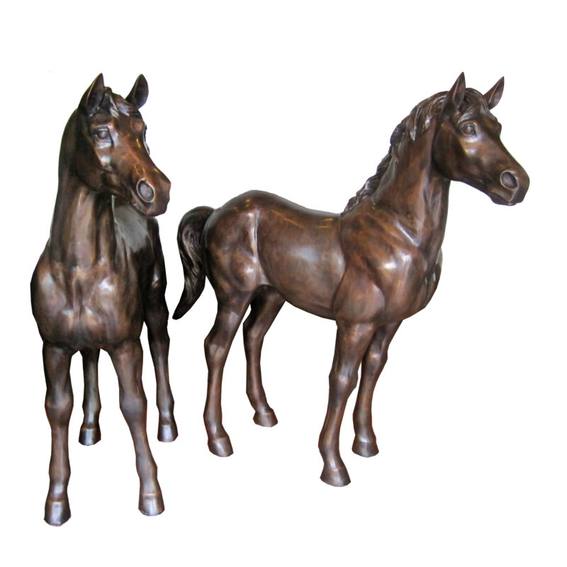 SRB706710 Bronze Standing Horses Sculpture Set Metropolitan Galleries Inc