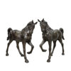 Bronze Small Trotting Horse Sculpture Pair