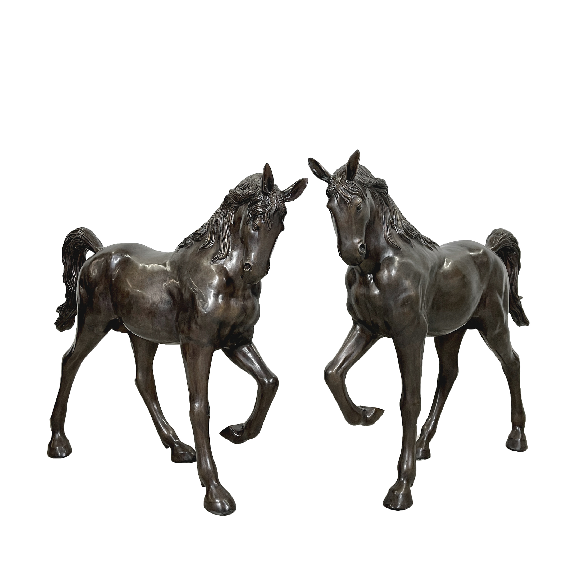 SRB703232 Bronze Small Trotting Horse Sculpture Pair by Metropolitan Galleries Inc.