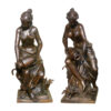 Bronze Lady with Jar Fountain Sculpture Pair