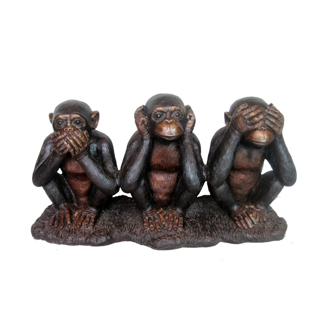 Bronze Three Wise Monkeys Sculpture Metropolitan Galleries Inc.