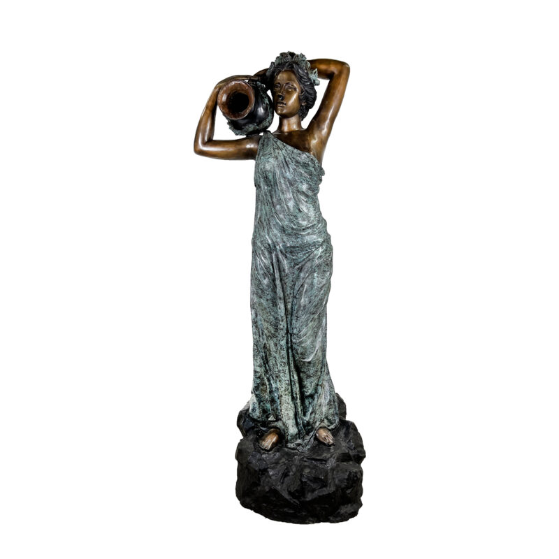 SRB705260 Bronze Woman holding Jar Fountain Sculpture by Metropolitan Galleries Inc
