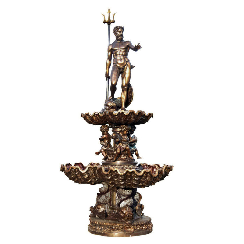 SRB706059 Bronze Poseidon & Cherubs Tier Fountain Metropolitan Galleries Inc