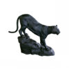 Bronze Panther on Rock Sculpture