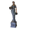 Bronze Woman with Jar atop Pedestal Fountain