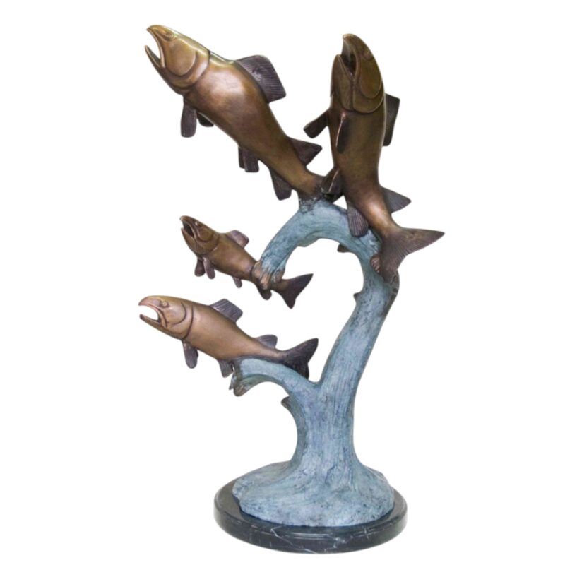 SRB058476 Bronze Four Trout on Marble Base Sculpture by Metropolitan Galleries Inc.