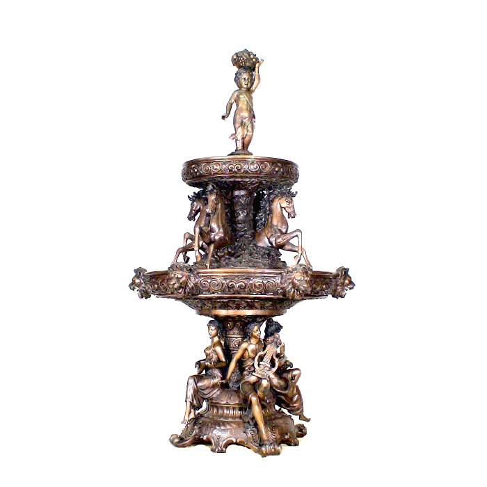 SRB704858 Bronze Lady Musicians & Horses Large Tier Fountain by Metropolitan Galleries Inc.