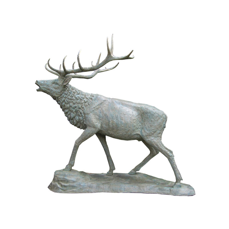 SRB705400 Bronze Verdigris Elk on Rock Sculpture by Metropolitan Galleries Inc