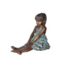 Bronze Sitting Girl wearing Dress Sculpture