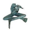 Bronze Frog playing Flute Sculpture