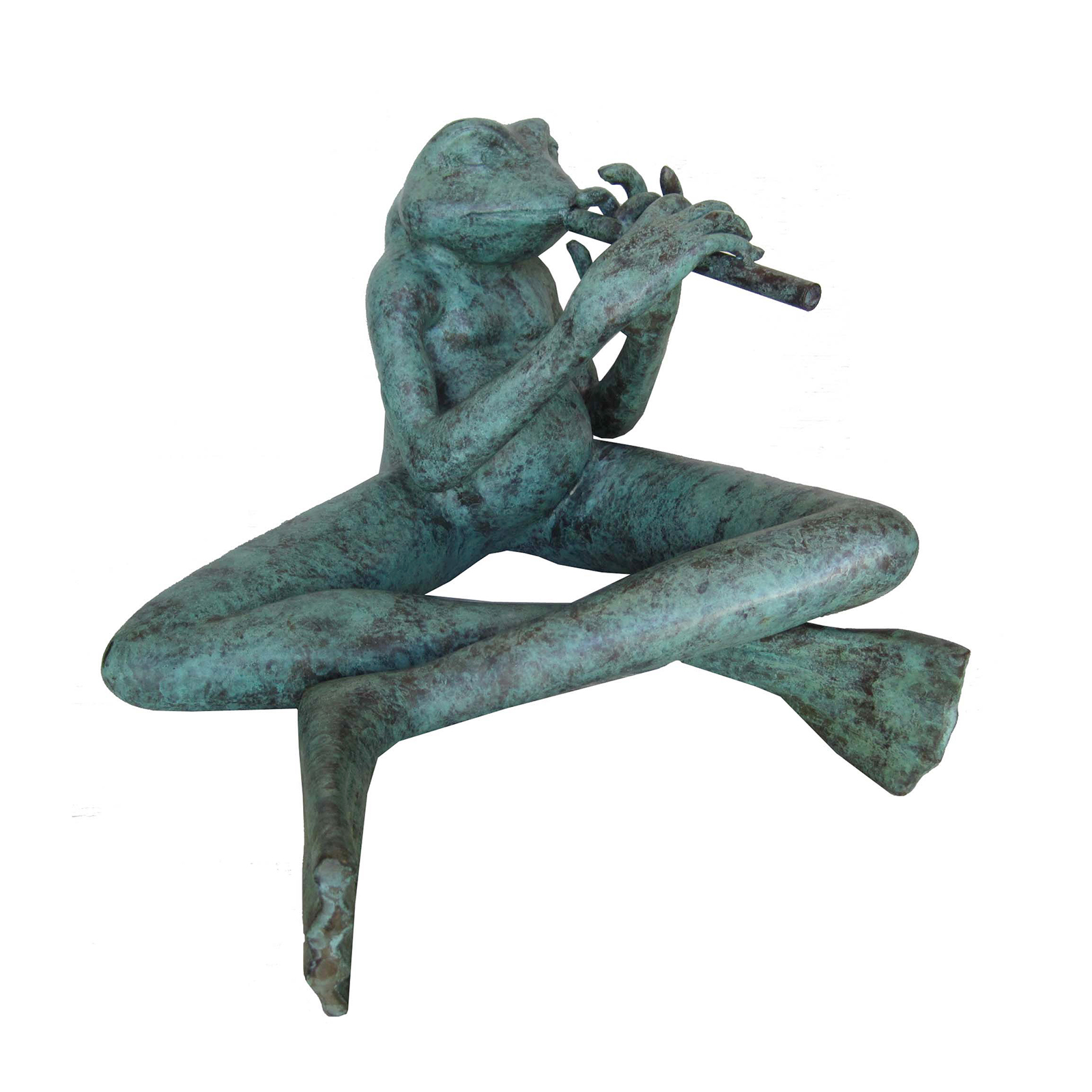 SRB706984 Bronze Frog playing Flute Sculpture by Metropolitan Galleries Inc