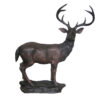 Bronze Standing Deer on Rock Sculpture
