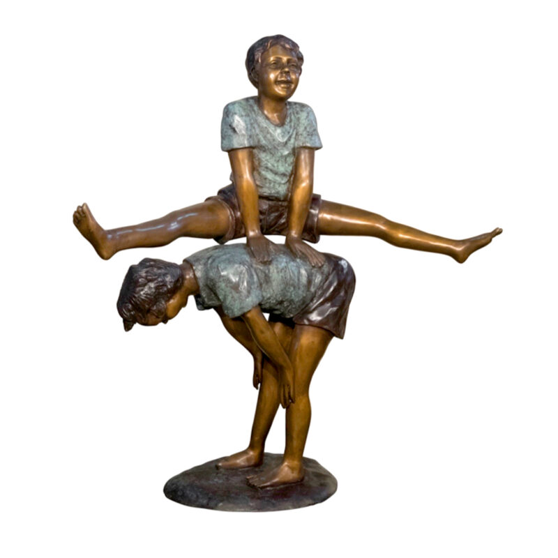 SRB052389 Bronze Boys Leap Frog Sculpture by Metropolitan Galleries Inc