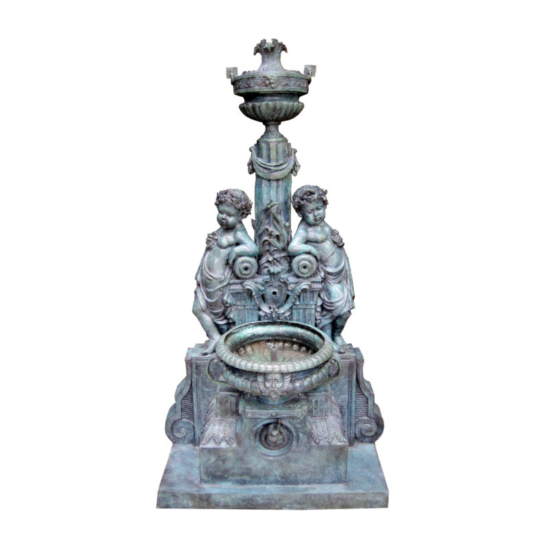 SRB706559 Bronze Classical Cherubs Wall Fountain by Metropolitan Galleries Inc